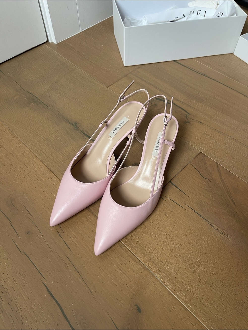 Casadei Julia Pink Pointed Toe Slingback Pumps